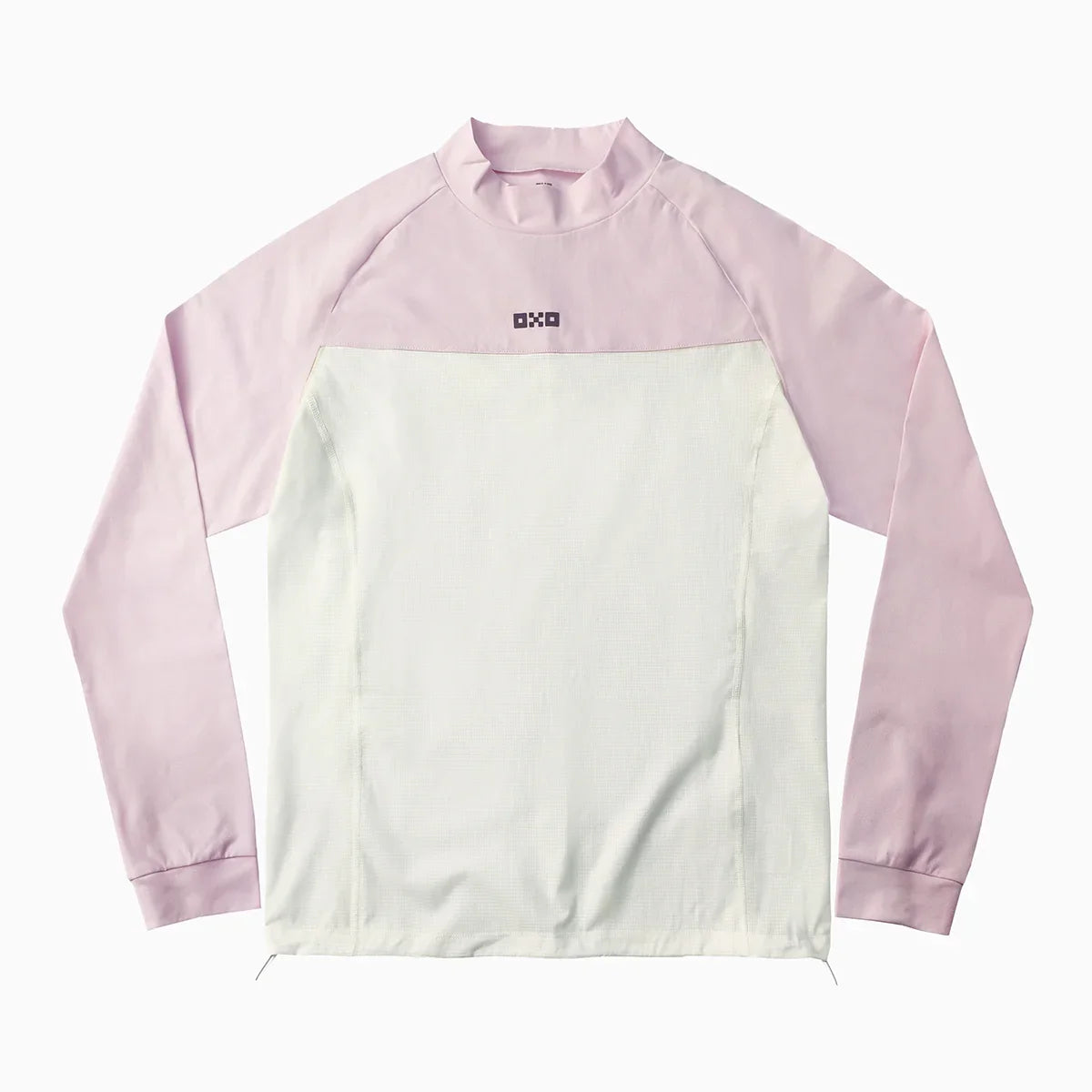 Pink and white long-sleeve shirt with a brand logo on a white background