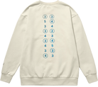 Beige sweatshirt with number pattern on the back against a white background