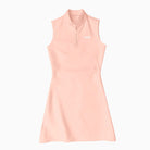 Pink sleeveless dress with a zipper on a white background