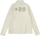 Beige fleece jacket with '20' design on the back against a white background