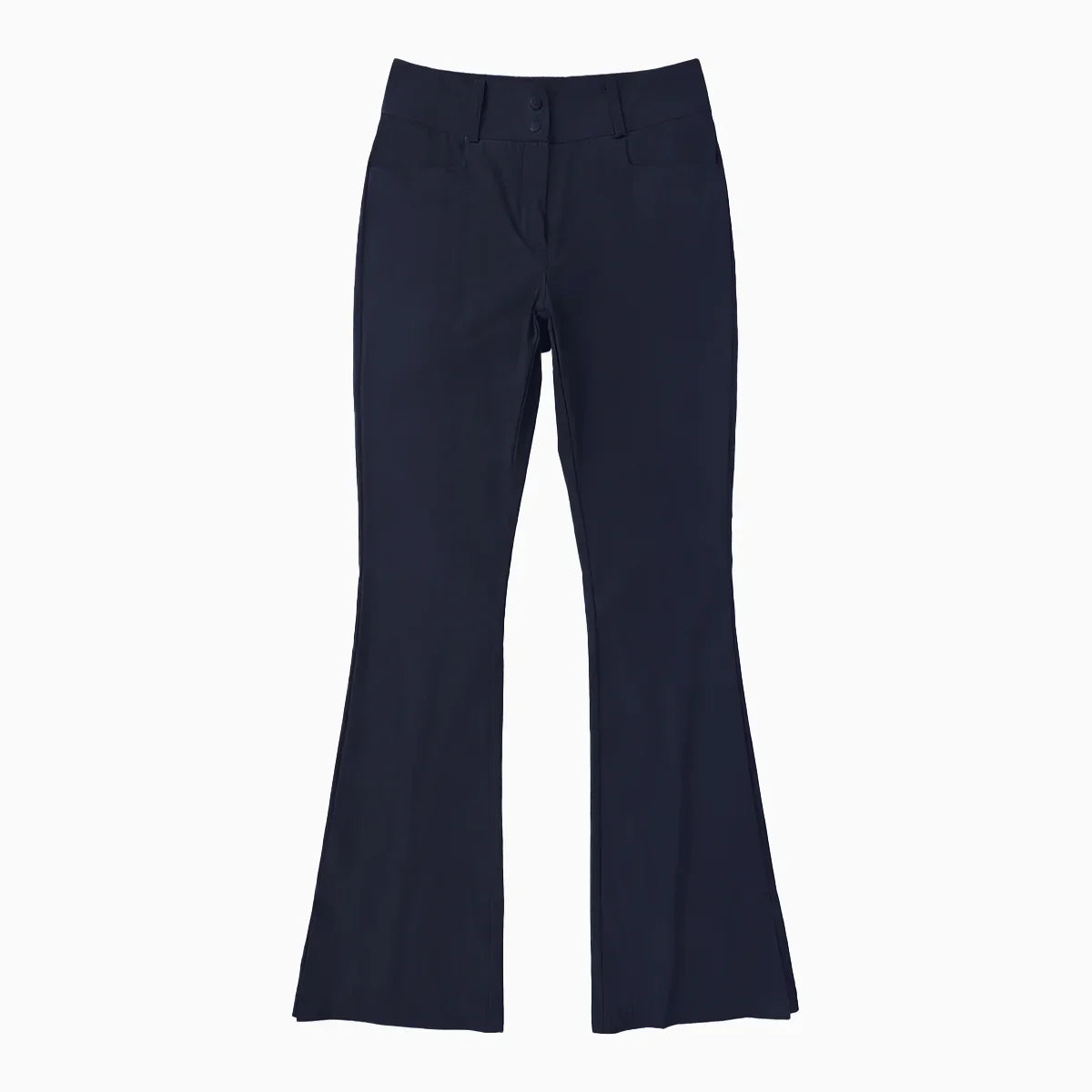 Navy blue dress pants on a white background